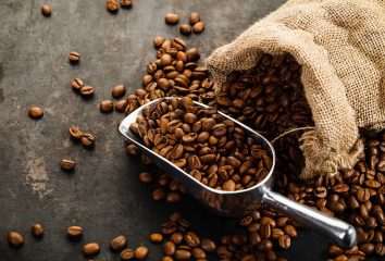 coffee beans in scoop